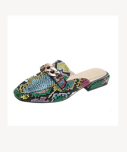 Green Serpentine Splicing Chain Slide Sandals