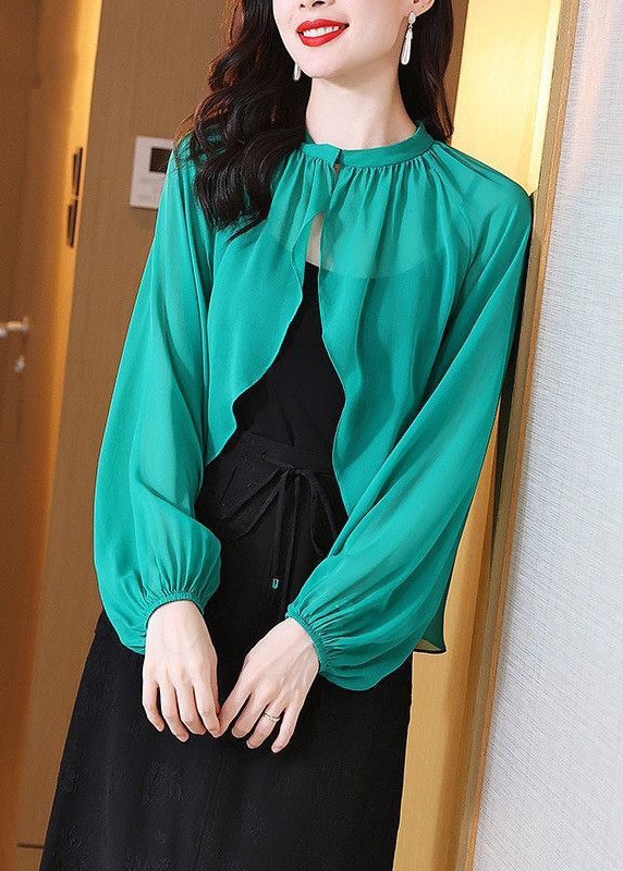 Green Oversized Chiffon Upf 50+ Cardigan Spring