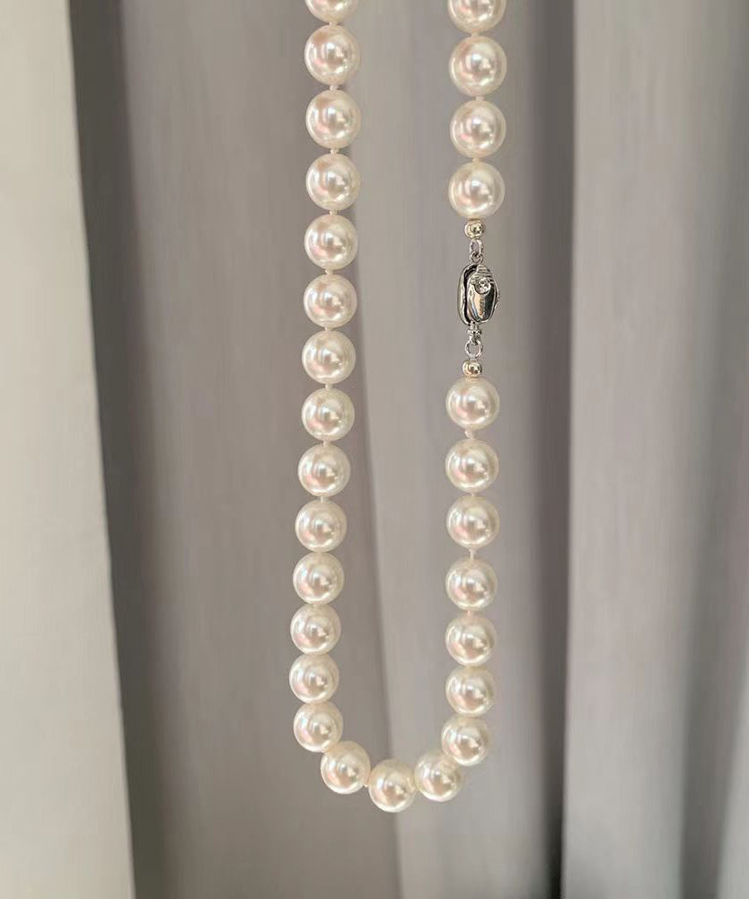 White Sterling Silver Pearl Gratuated Bead Necklac Two Piece Set
