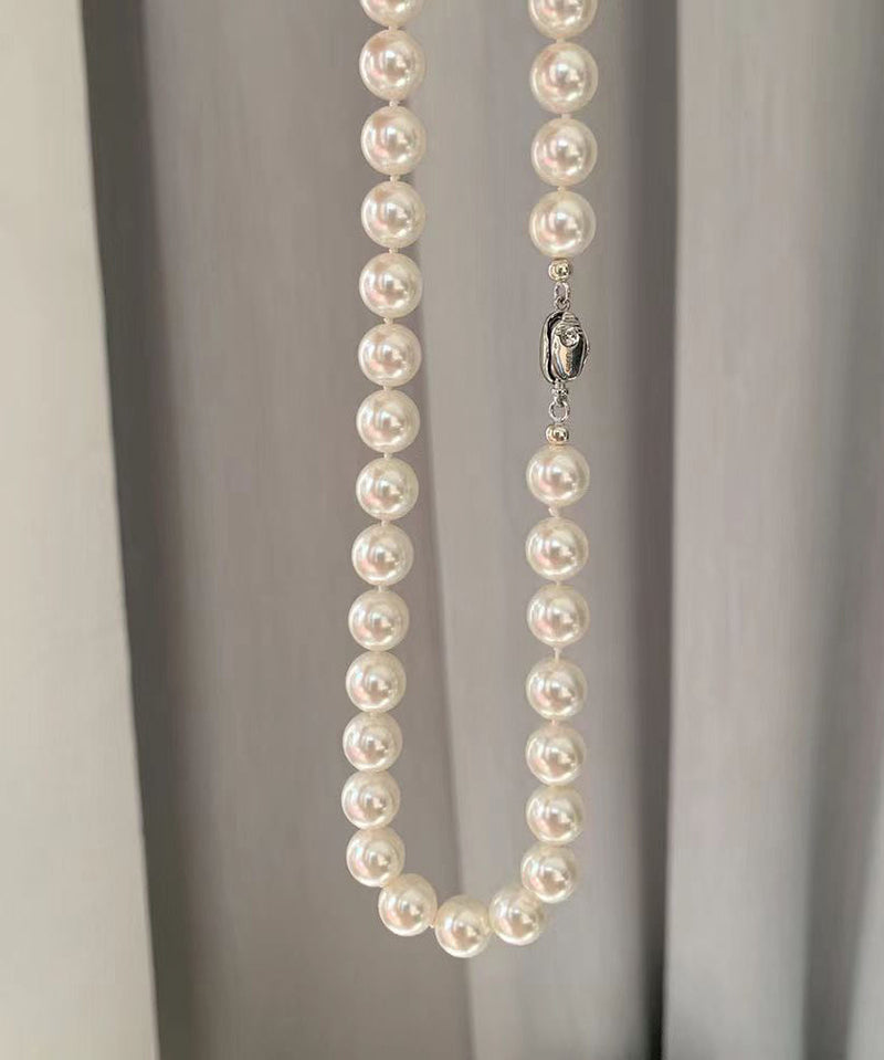 White Sterling Silver Pearl Gratuated Bead Necklac Two Piece Set