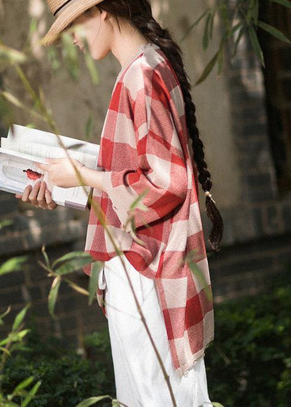 Classy Half Sleeve Spring Clothes Ideas Red Plaid Blouse