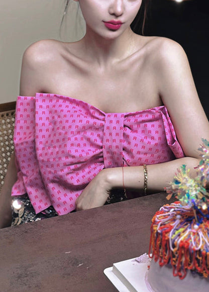 Rose Bow Sequins Cotton Two Pieces Set Sleeveless