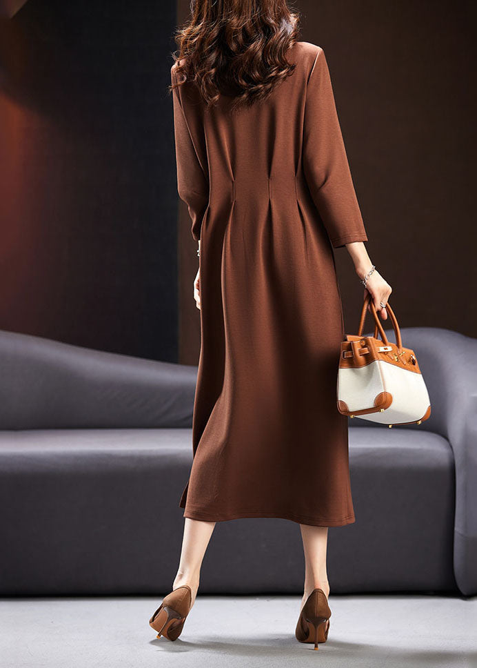 Black Wrinkled Tunic Maxi Dresses Long Sleeve