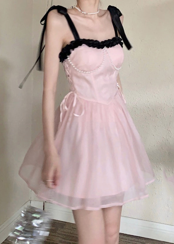 Pink Patchwork Chiffon Princess Dress Summer