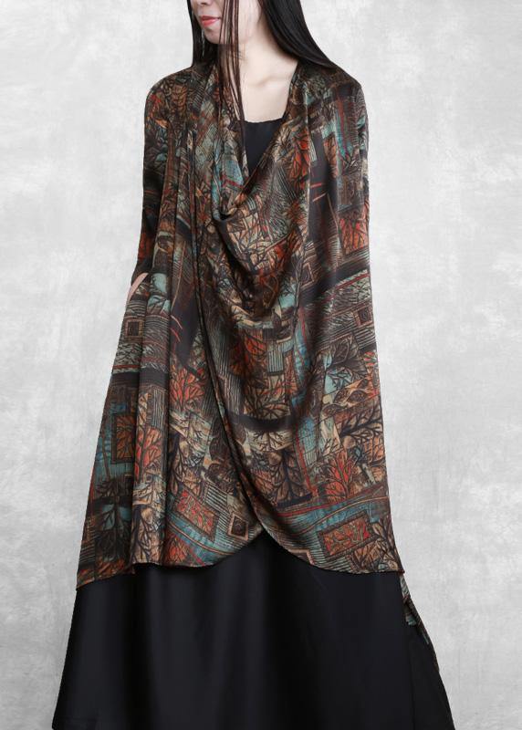 Italian Chocolate Print Draping Dresses