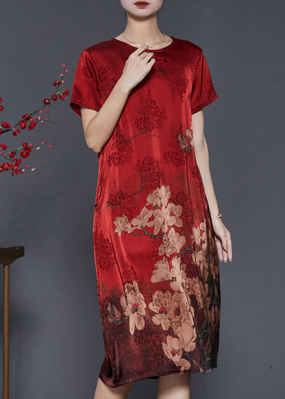 Mulberry Print Silk Oriental Dresses Summer