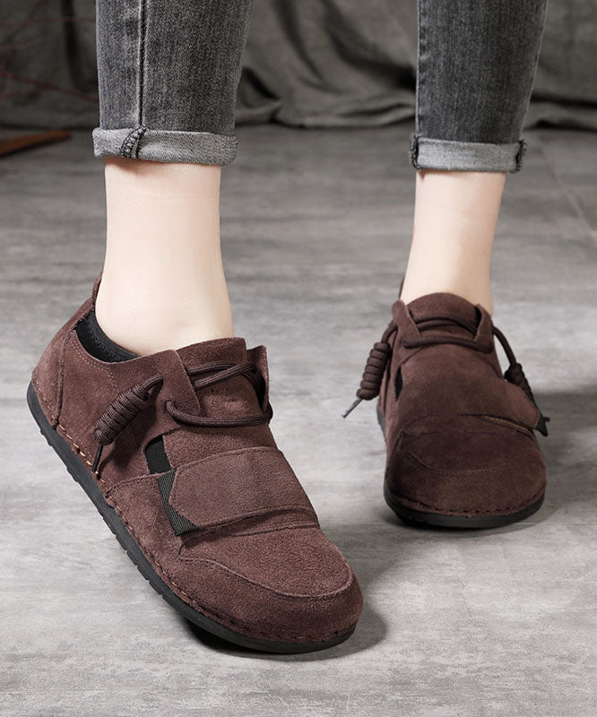 Comfy Flat Shoes for Grey Cowhide Leather