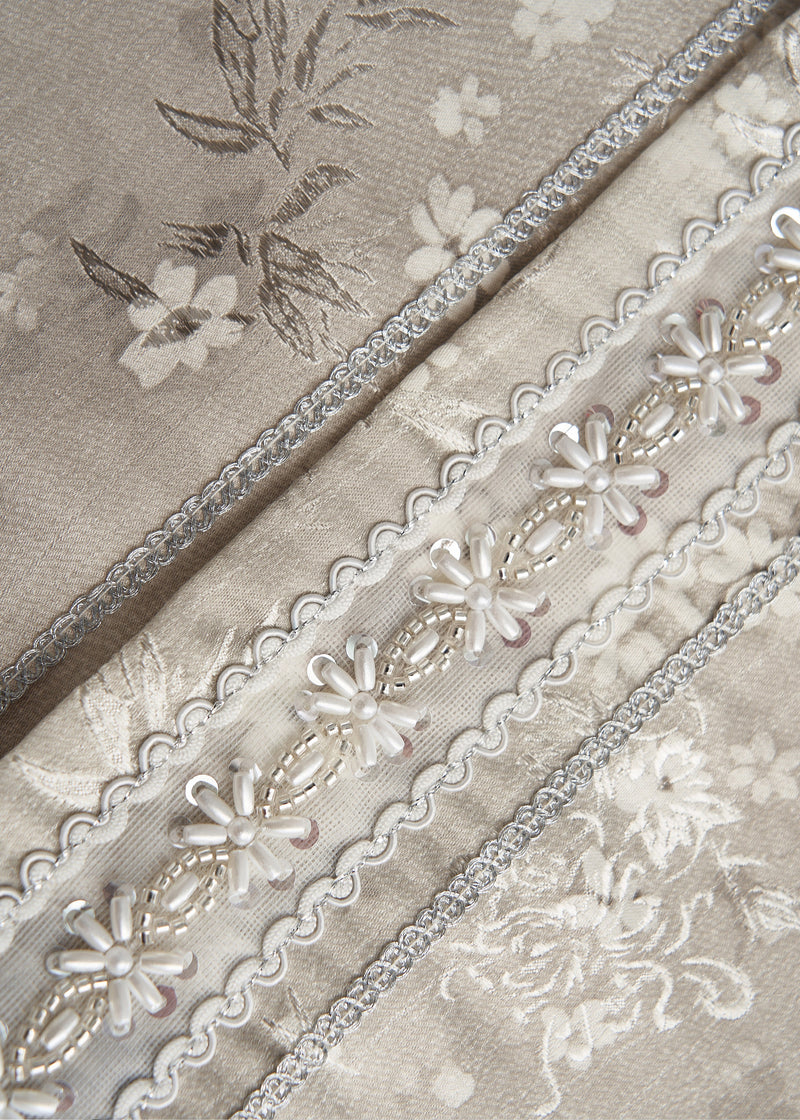 Art Light Grey Jacquard Patchwork Feather Silk Vests Fall