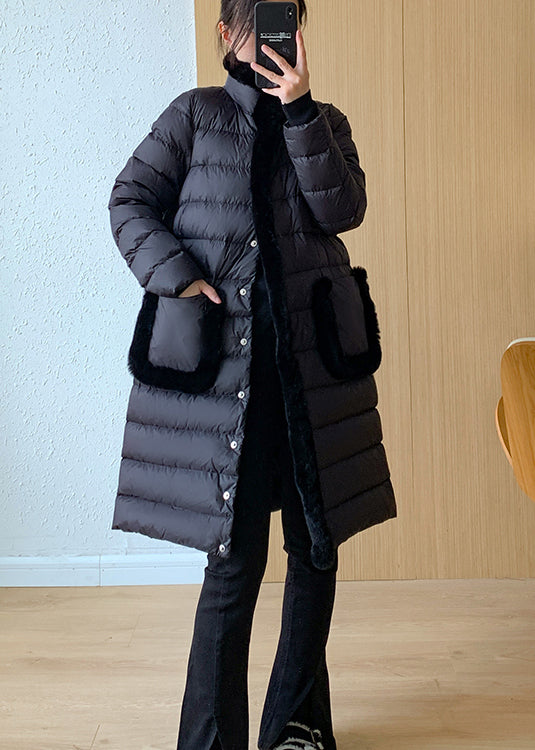 Khaki Pockets the Rabbit Wool Patchwork Duck Down Coats Winter