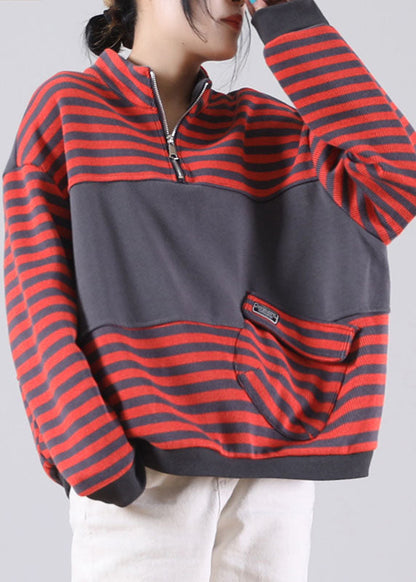 Diy Orange Striped Sweatshirts Top Spring
