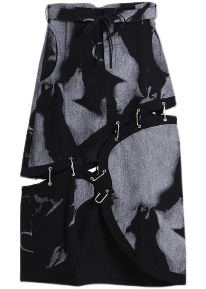 Asymmetrical Tie Dye Cotton Skirt Spring