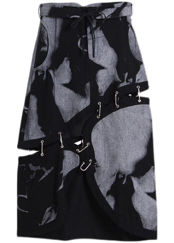 Asymmetrical Tie Dye Cotton Skirt Spring
