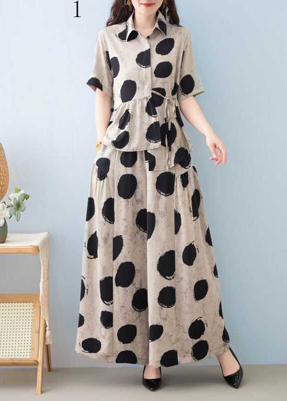 Asymmetrical Print Cotton Two Piece Set Clothing Summer