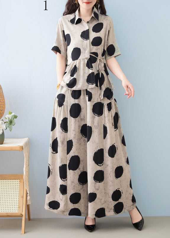 Asymmetrical Print Cotton Two Piece Set Clothing Summer