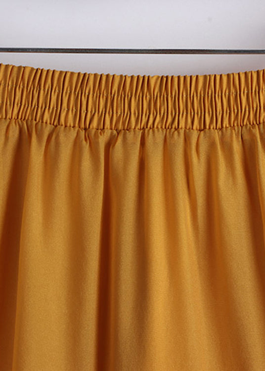 Orange Elastic Waist Tulle a Line Skirts Summer