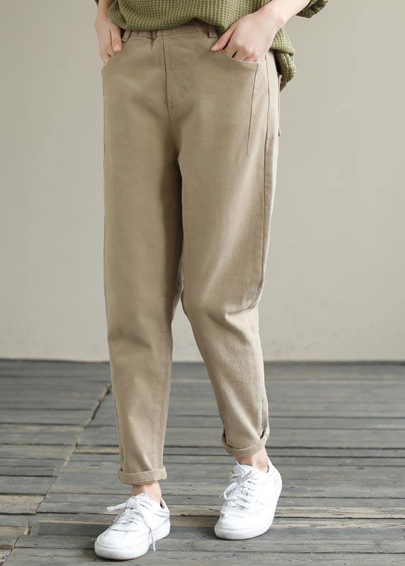 Unique Spring Chothes Clothing Khaki Elastic Waist Jeans
