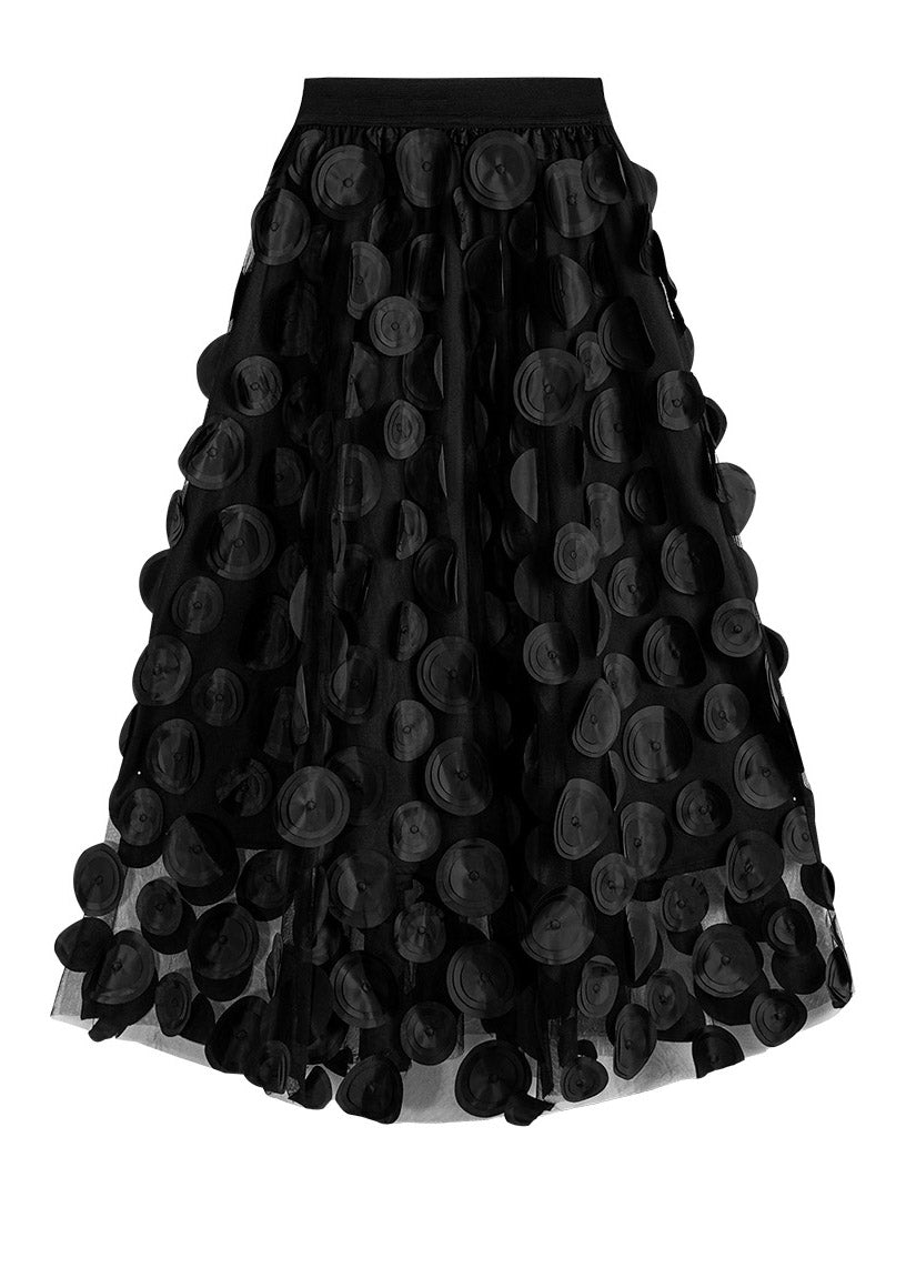Novelty Black Elastic Waist Tulle a Line Skirts Summer