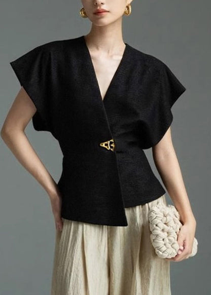 Black Shirt Asymmetrical Sleeveless