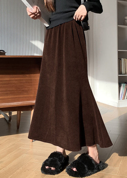 Italian Purple Elastic Waist Corduroy Skirts Spring