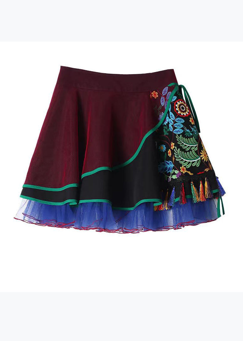 Embroidered Asymmetrical Tulle Short Skirts Summer