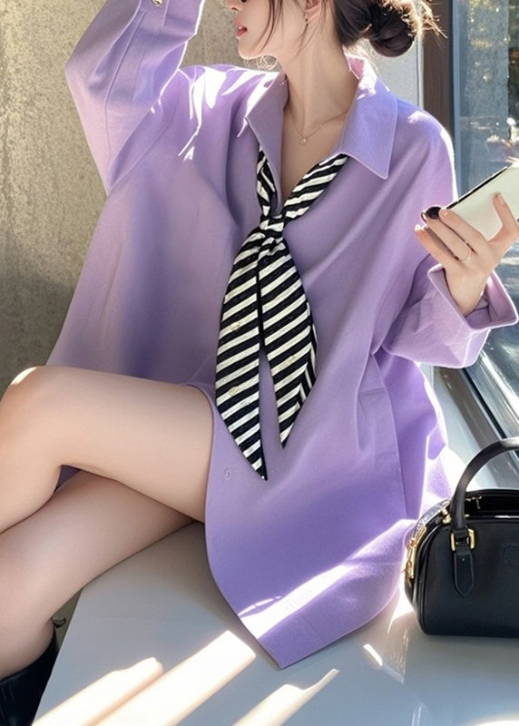 Original Design Pink Bow Pockets Shirts Spring