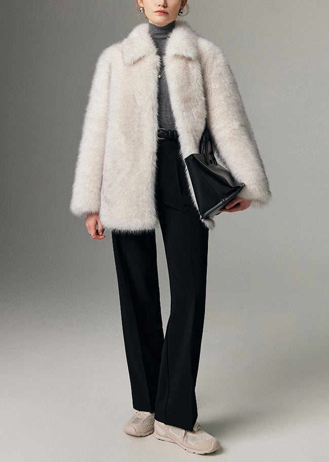 White Oversized Warm Faux Fur Jackets Winter