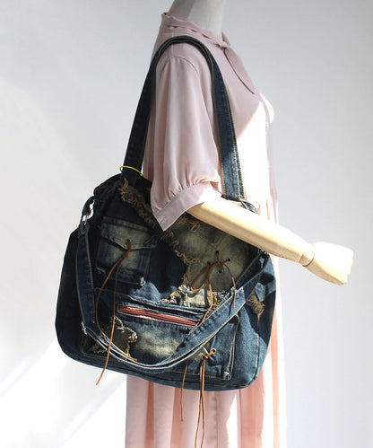 Tassel Large Capacity Denim Satchel Bag Handbag