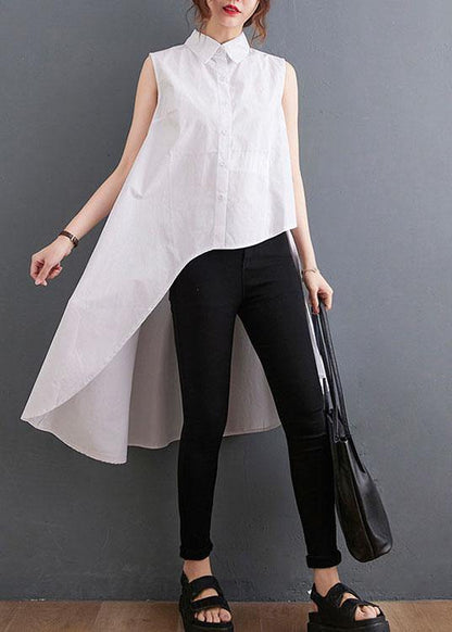 White Peter Pan Collar Button Cotton Shirt Summer