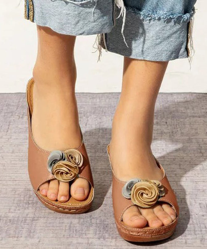 Blue Splicing Wedge Slide Sandals