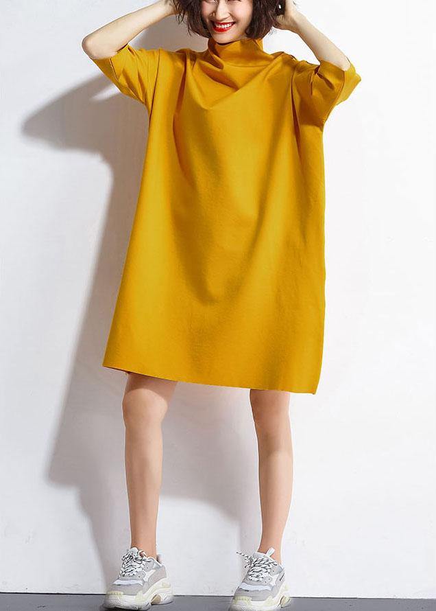 Yellow Pockets Summer Half Sleeve Maxi Dresses