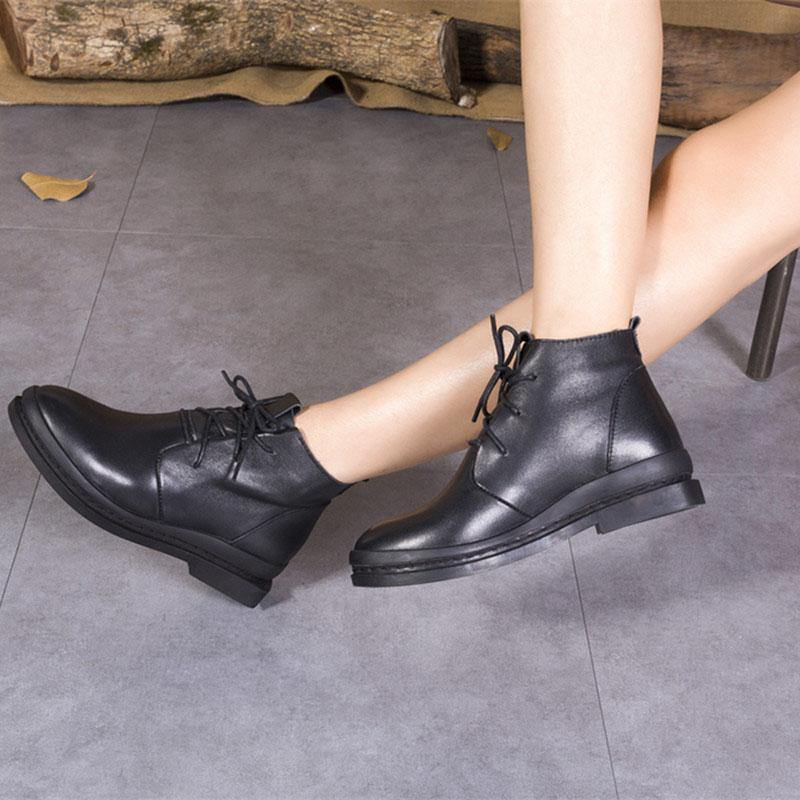 Chocolate Cowhide Leather Cross Strap Martins Boots