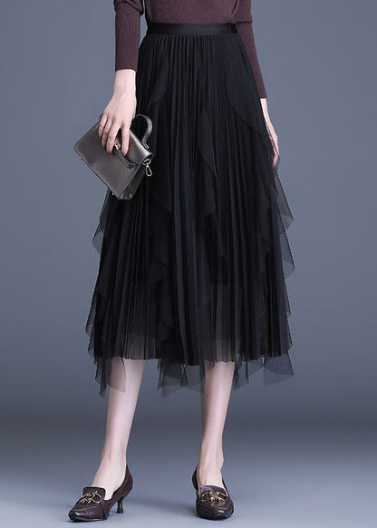 Boutique Grey Patchwork Design Asymmetrical Fall Skirts