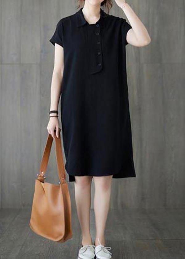 Comfy Black Low High Design Ankle Summer Cotton Dress