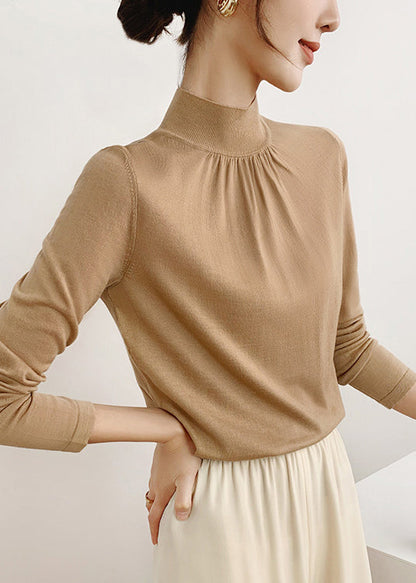 New Black Turtleneck Patchwork Knit Top Fall