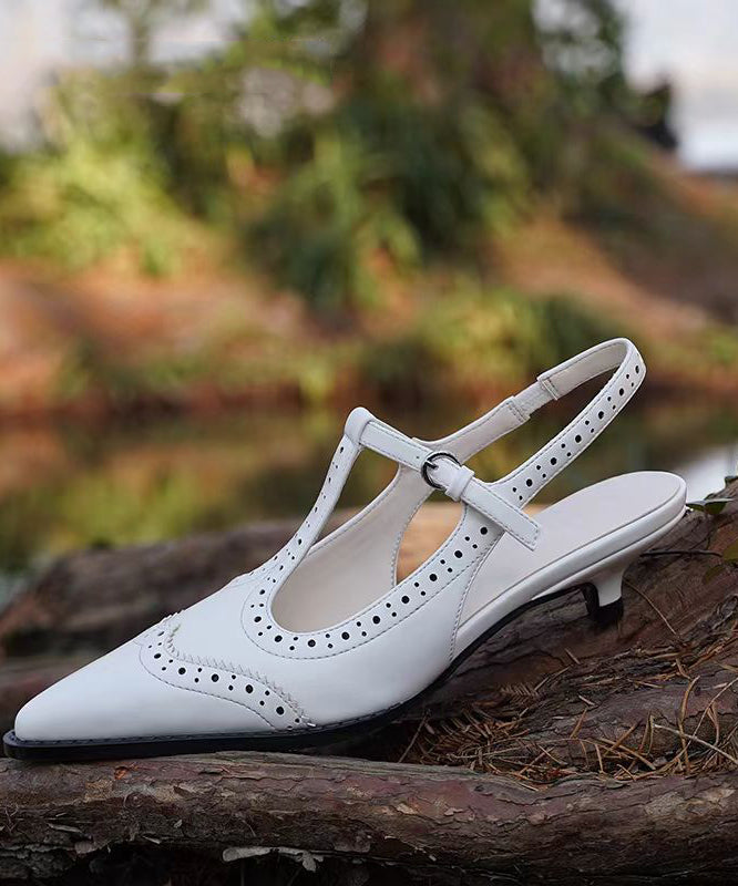 White Kitten Faux Leather Splicing Hollow Out