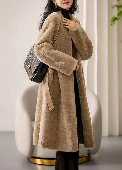 Black O Neck Pocketspatchwork Wool Coat Winter
