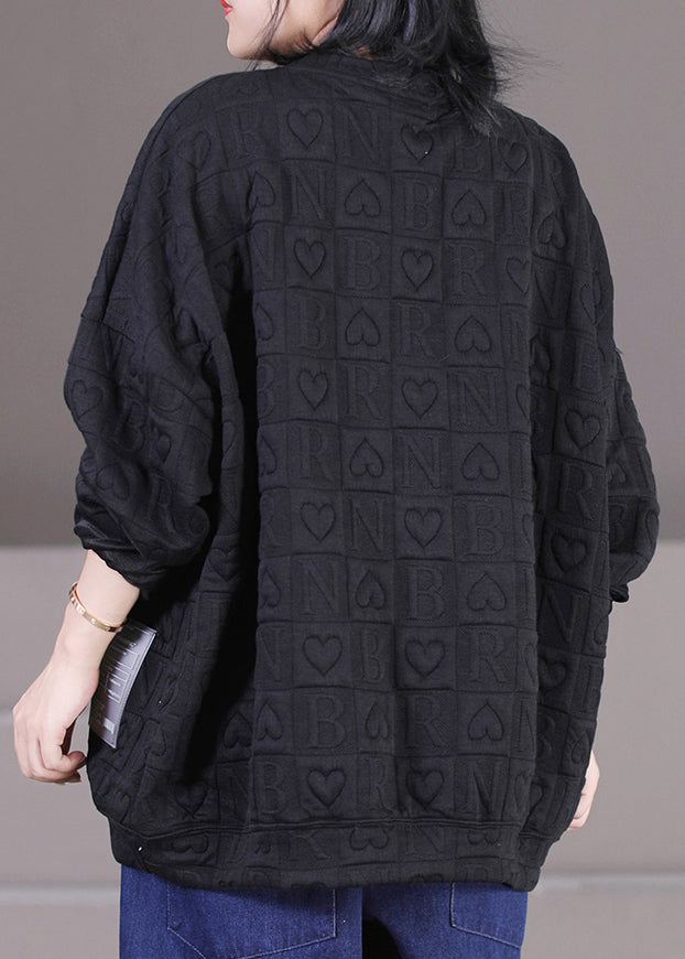 Black O-neck Graphic Patchwork Sweatshirts Long Sleeve