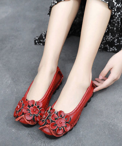 Black Cowhide Leather Splicing Flat Shoes for