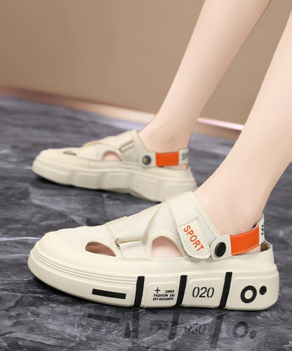 Black Hollow Out Splicing Platform Slide Sandals