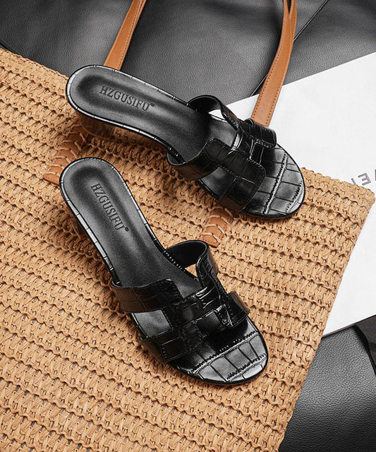 Black Peep Toe Chunky Flip Flops