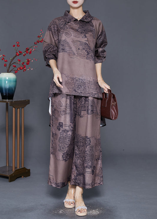 Art Chocolate Print Low High Design Two Piece Set Clothing Fall