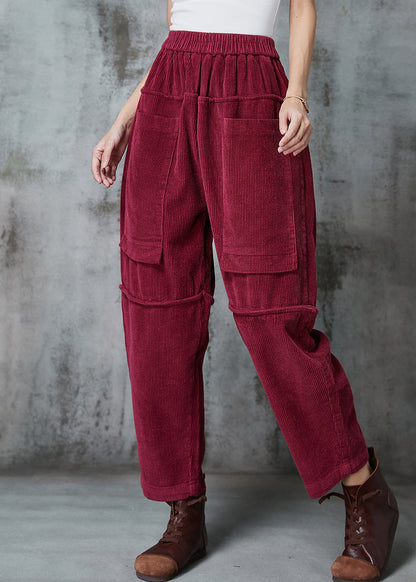 Modern Mulberry Oversized Pocketspatchwork Corduroy Pants Spring
