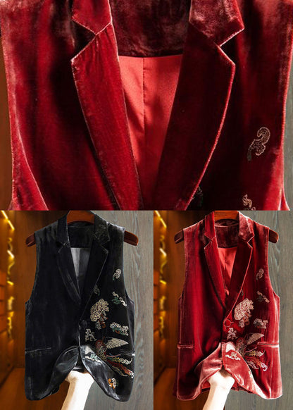 Red Patchwork Velour Two Piece Tops and Pants Print Spring