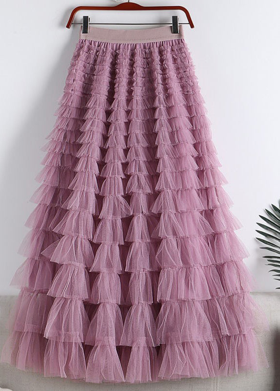 Light Green Elastic Waist Layered Tulle a Line Skirt Summer