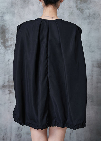 Black Oversized Drawstring Cotton Beach Vest Summer