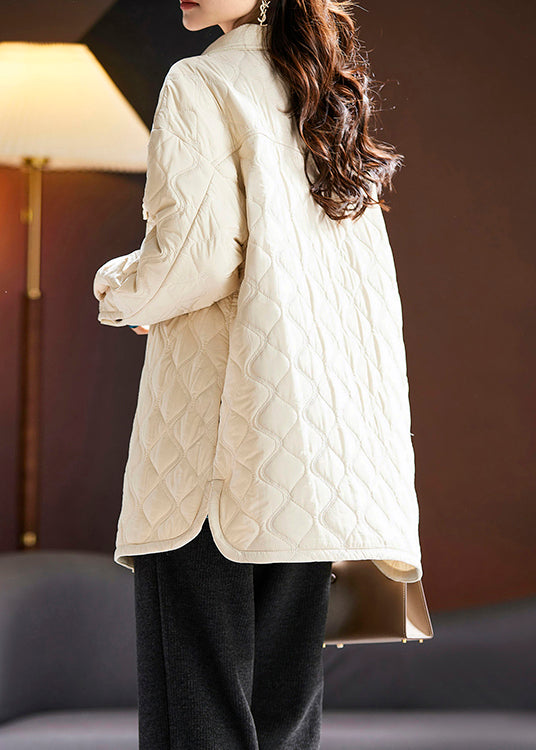 Apricot Peter Pan Collar Button Cotton Filled Coat Long Sleeve