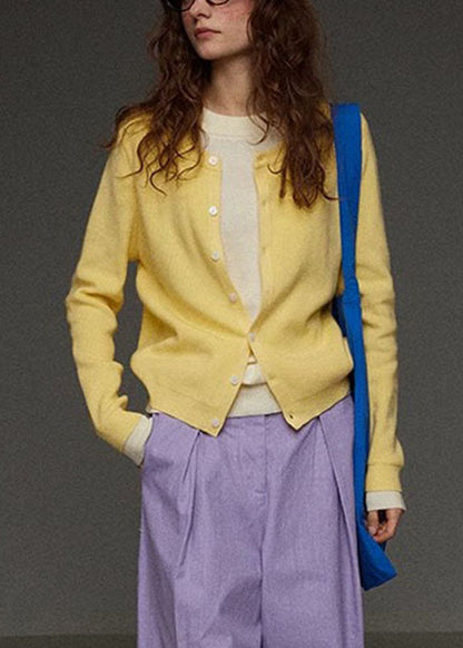Brief Purple O-neck Button Knit Cardigans Fall