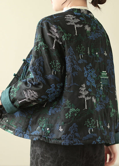 Pink Tasseled Embroideried Pockets Fine Cotton Filled Jacket Winter