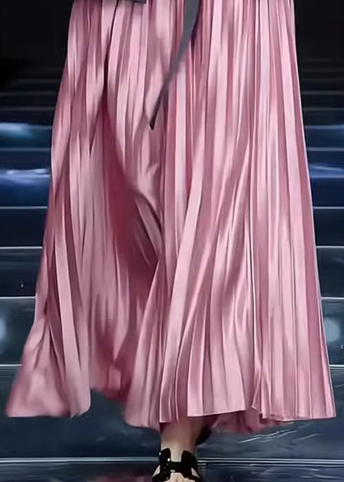 Loose Pink Wrinkled Cotton Skirts Spring