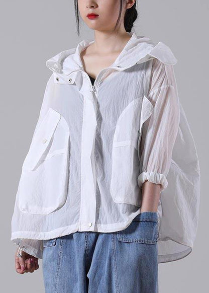 White Pocket Upf 50+ Coat Jacket Hoodies Outwear Summer